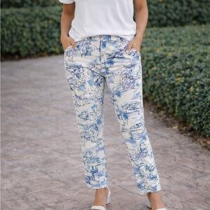 Chico's Blue and White Patterned Women Jeans